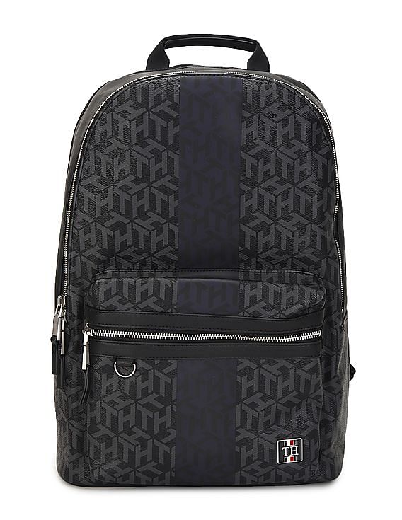Buy Tommy Hilfiger Men Black Monogram Embossed Laptop Backpack - NNNOW.com
