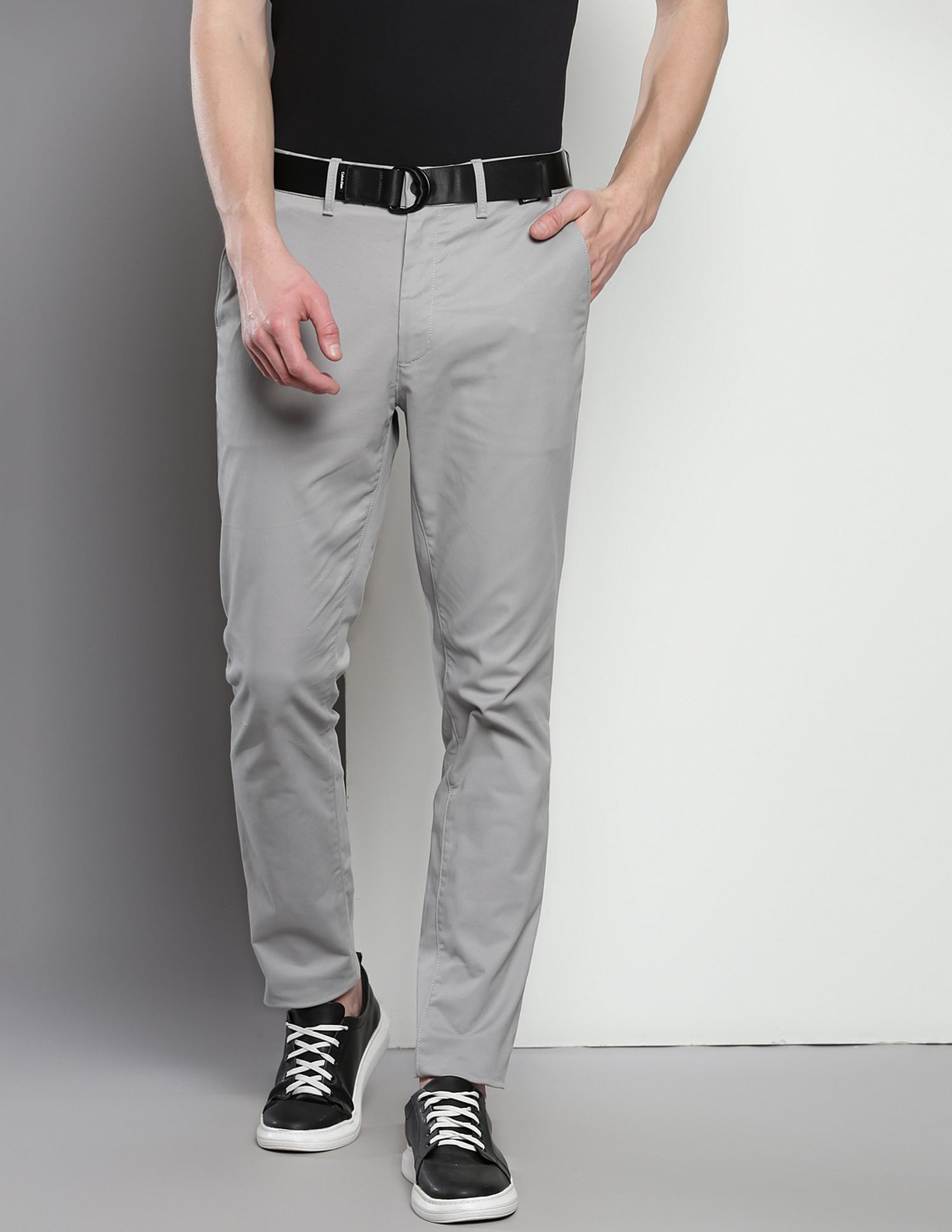 Calvin Klein Belted Modern Twill Slim Fit Chinos