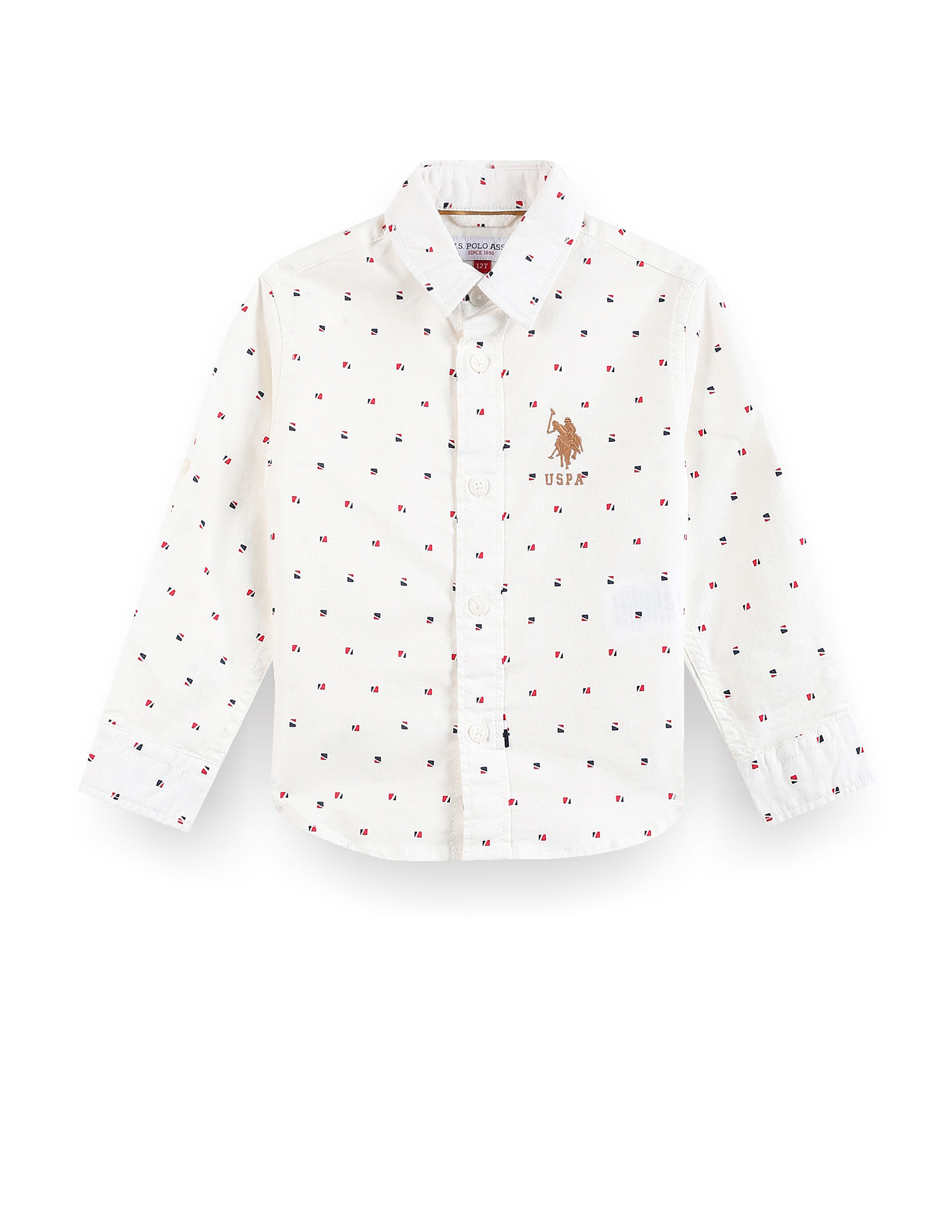 U.S. Polo Assn. Kids Boys Geometric Print Dobby Cotton Shirt