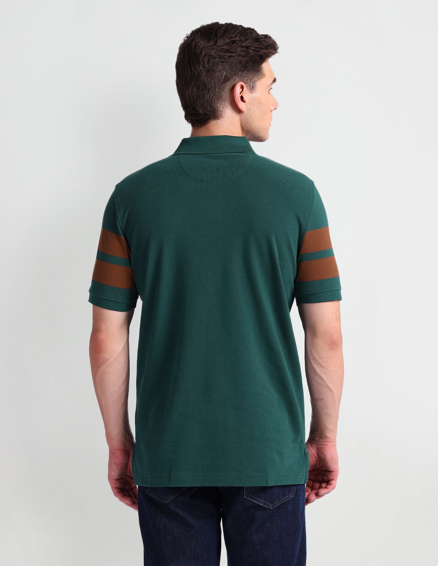 Arrow Sports Horizontal Stripe Cotton Polo Shirt