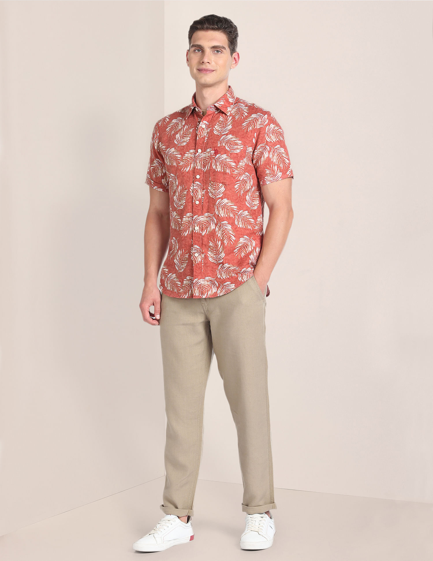 U.S. Polo Assn. Tropical Print Linen Shirt