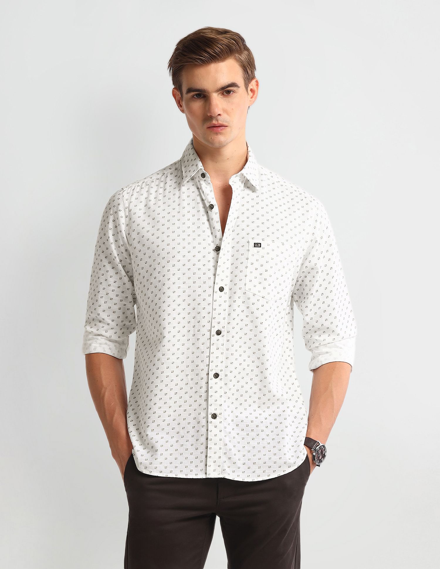 Arrow Sport Slim Fit Geometric Print Shirt