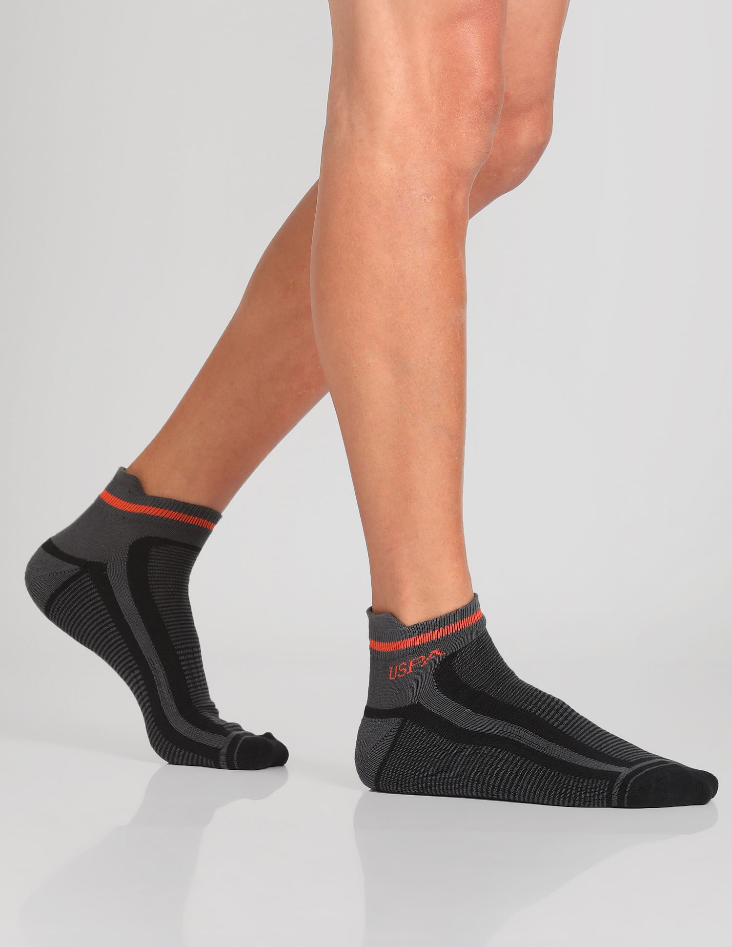 USPA Innerwear Ankle Length Striped ES006 Socks - Pack Of 3