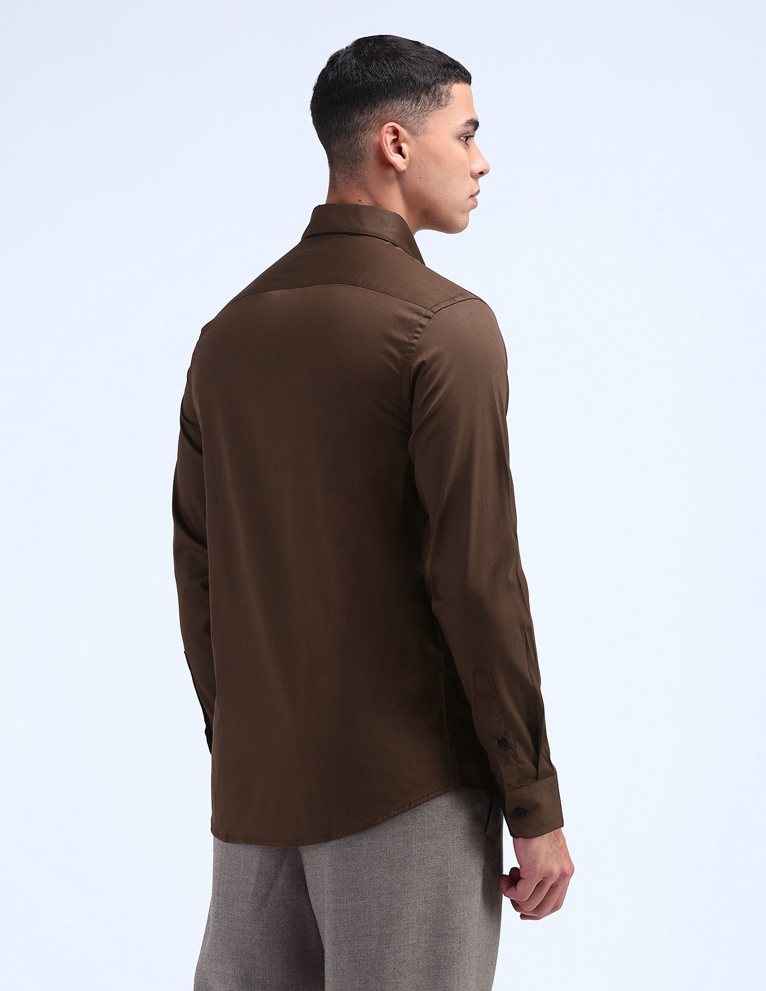 Flying Machine Solid Satin Shirt