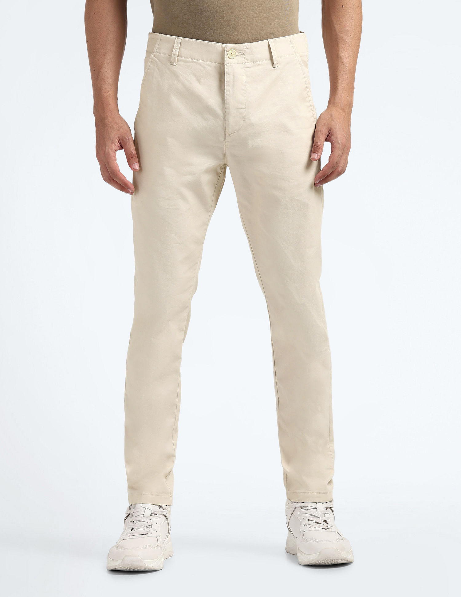 Flying Machine Mid Rise Slash Slim Tapered Fit Chinos