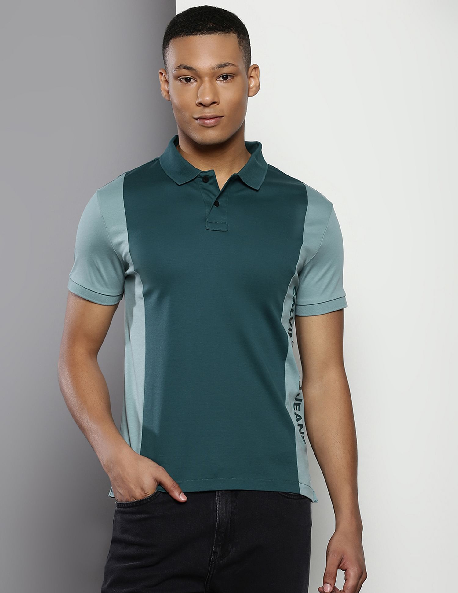 Calvin Klein Short Sleeve Color Block Polo Shirt
