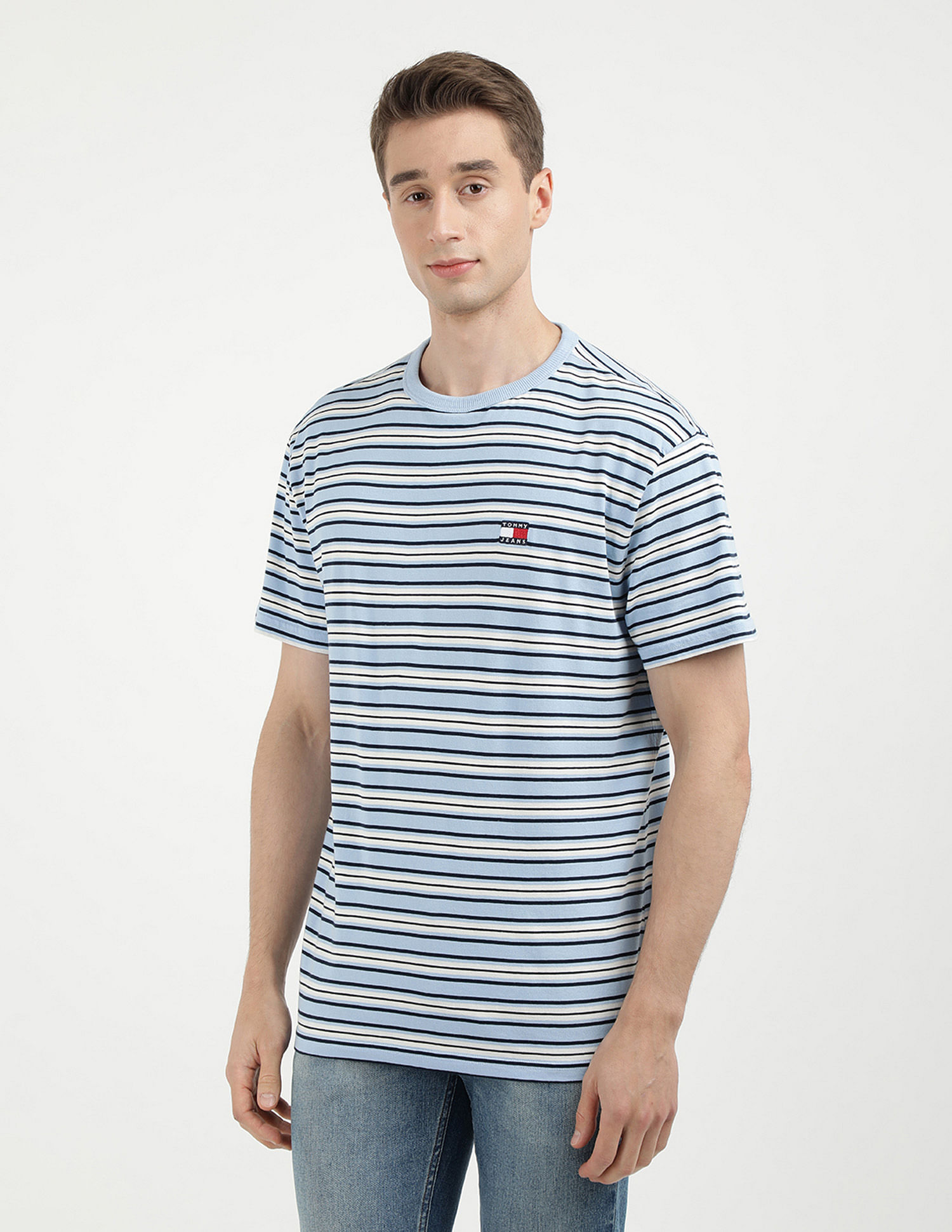 Tommy Hilfiger Badge Horizontal Stripe Cotton T-Shirt