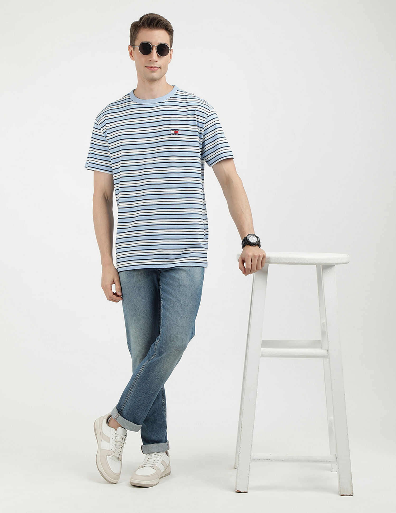 Tommy Hilfiger Badge Horizontal Stripe Cotton T-Shirt