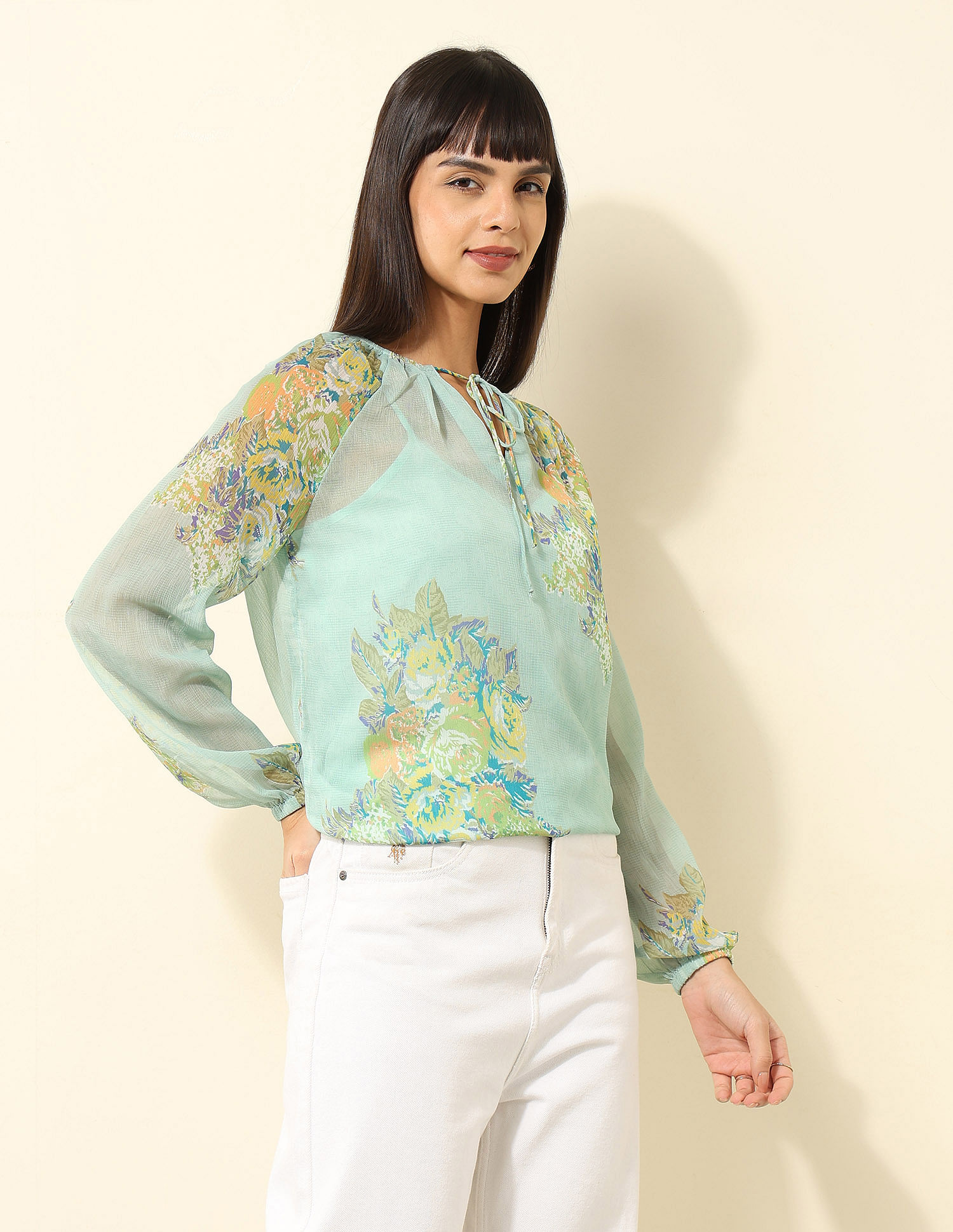 U.S. Polo Assn. Women Abstract Printed Chiffon Top