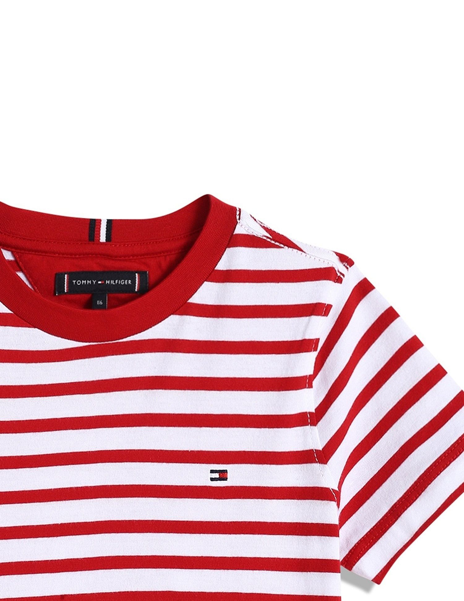 Tommy Hilfiger Boys Red Horizontal Striped T-Shirt