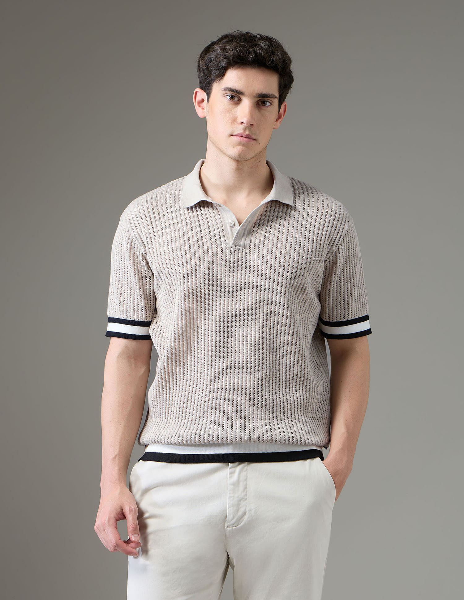 Arrow Newyork Textured Regular Fit Night Is Young Polo Shirt