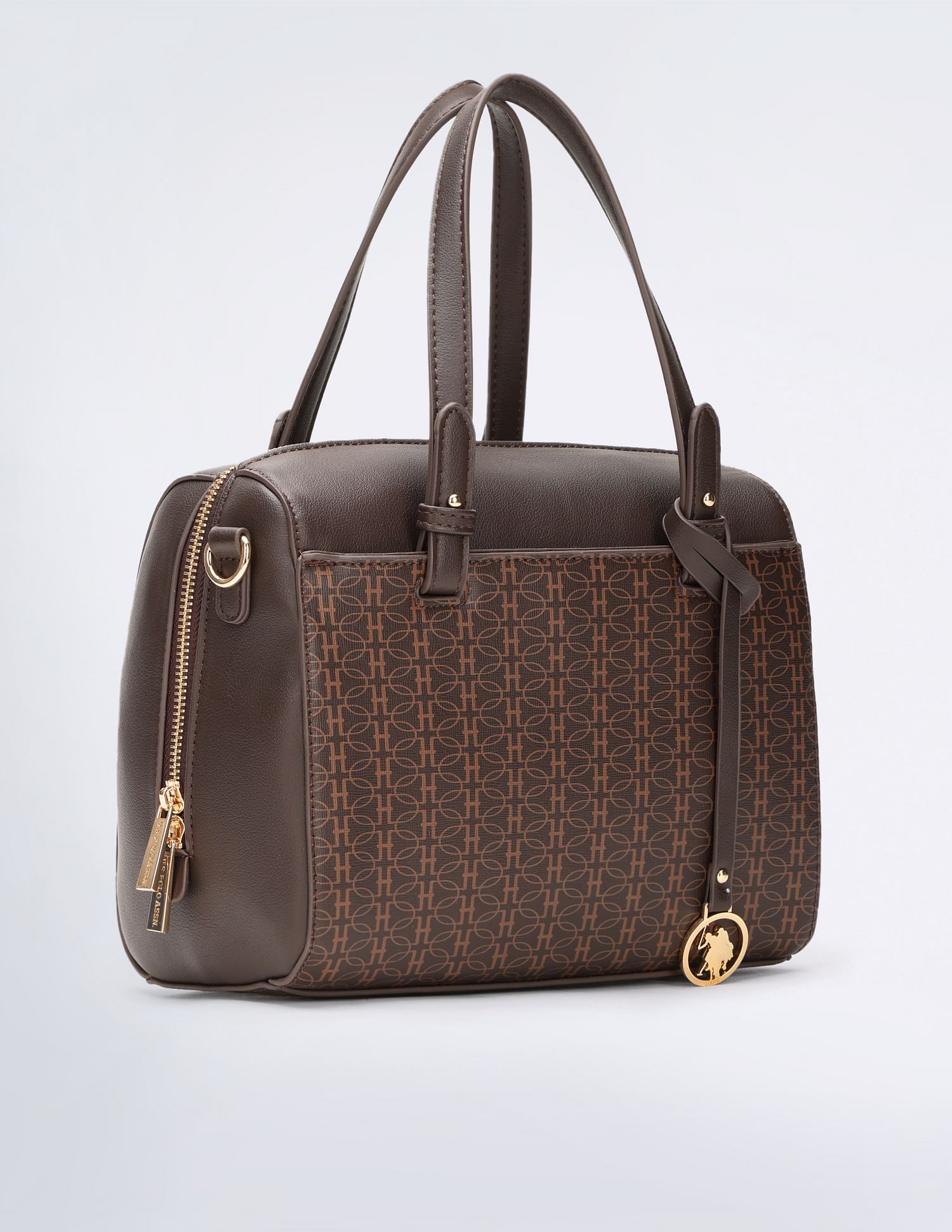 U.S. Polo Assn. Women Geometric Print Bowler Handbag