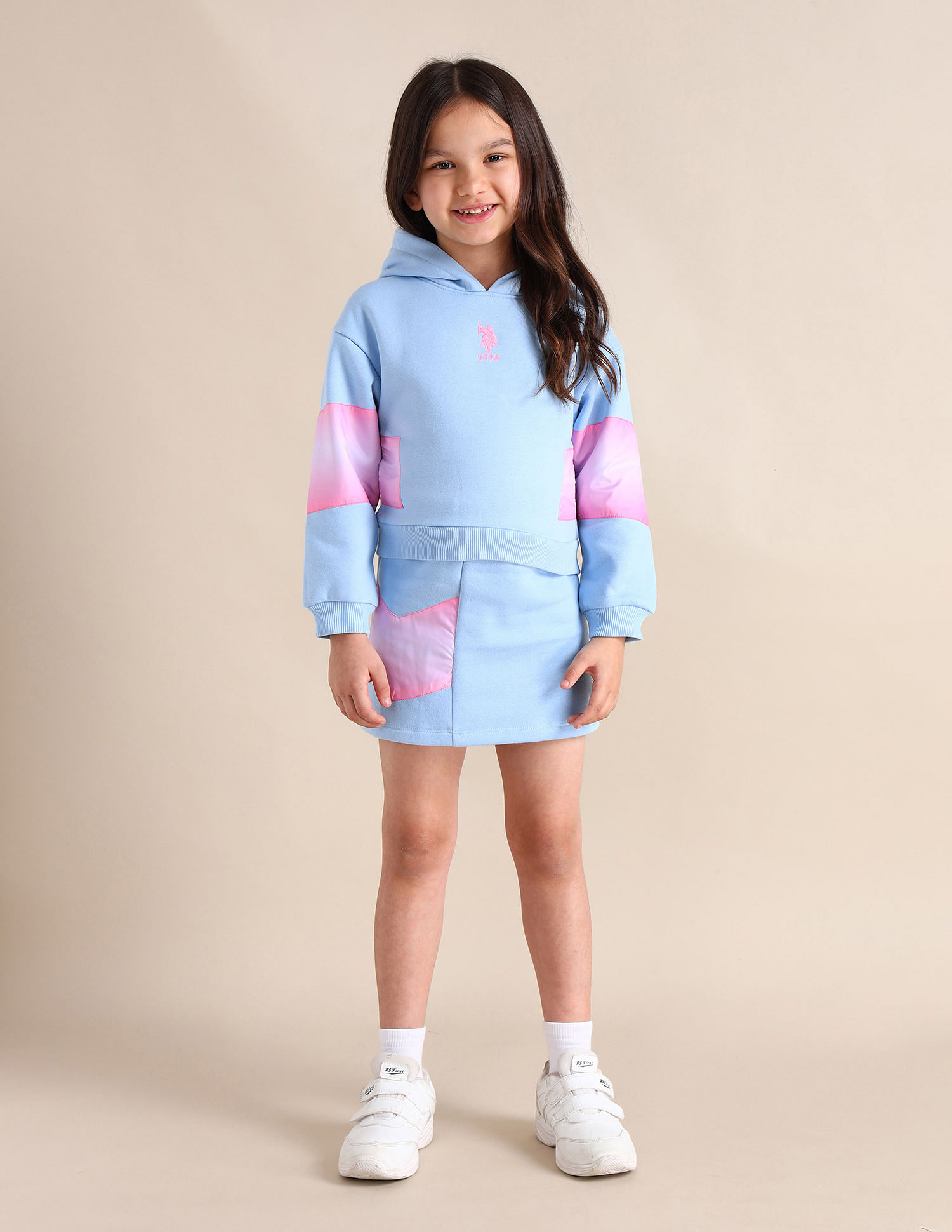 U.S. Polo Assn. Kids Girls Hooded Regular Fit Sweatshirt