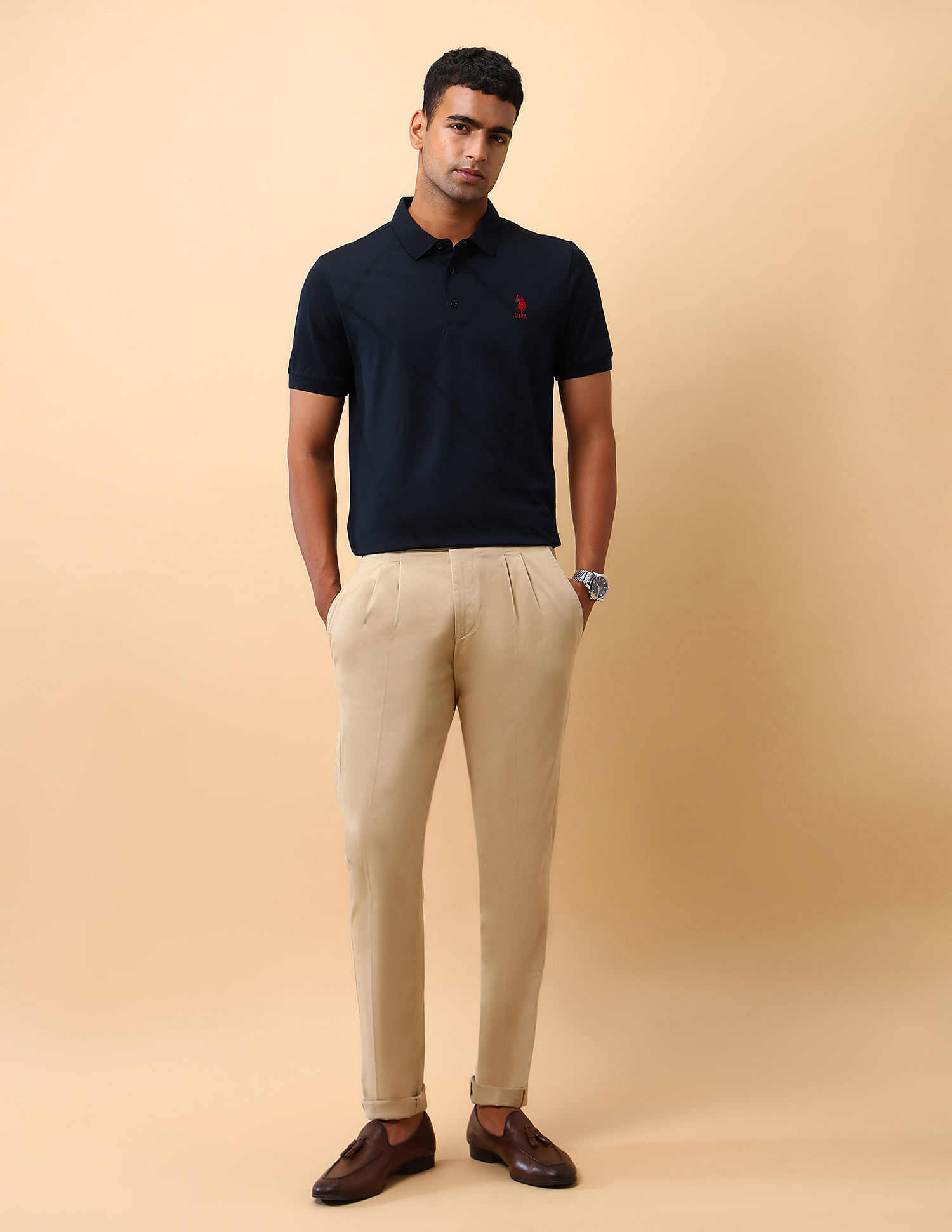 U.S. Polo Assn. Textured Slim Fit Polo Shirt