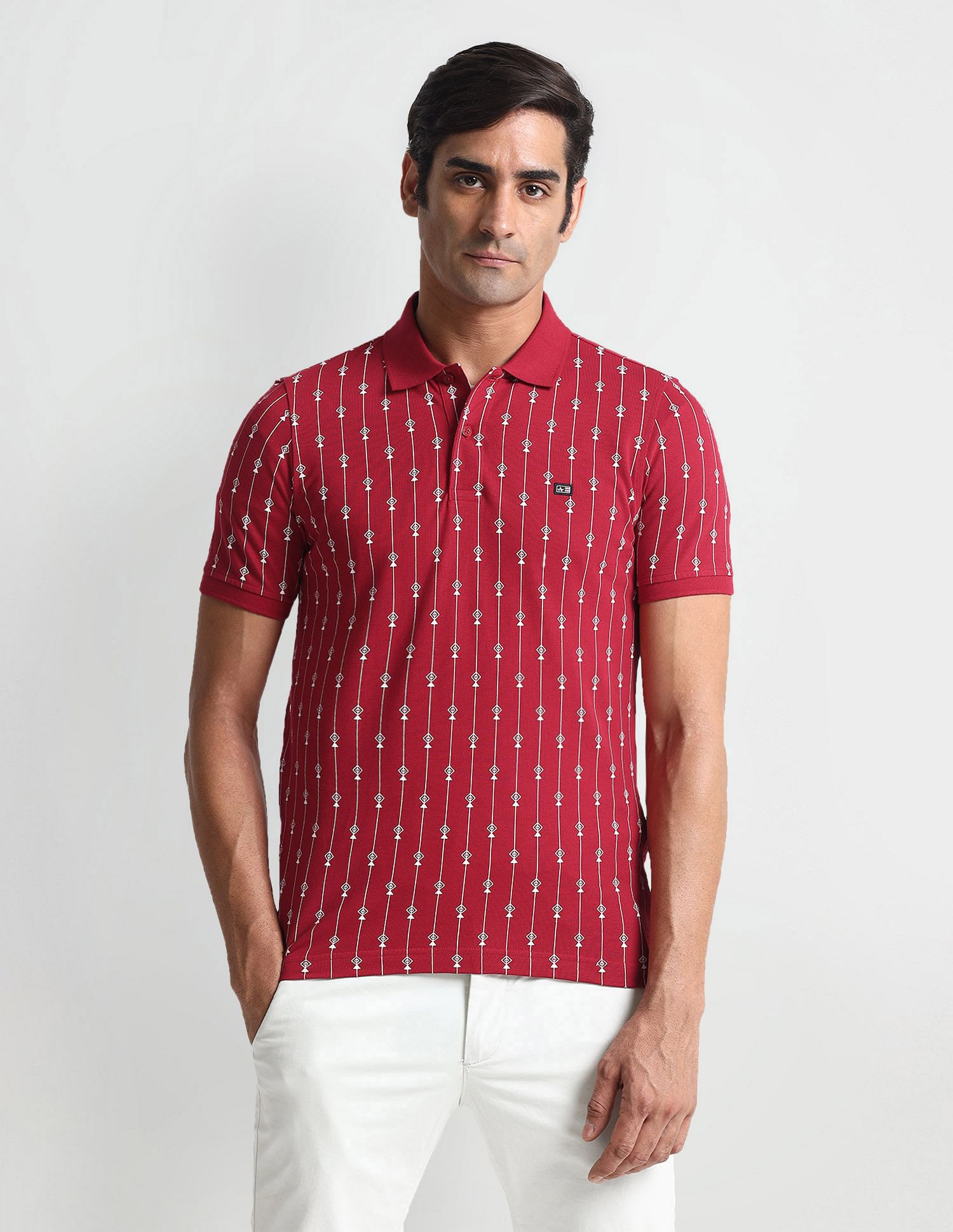 Arrow Sports Geometric Print Regular Polo Shirt