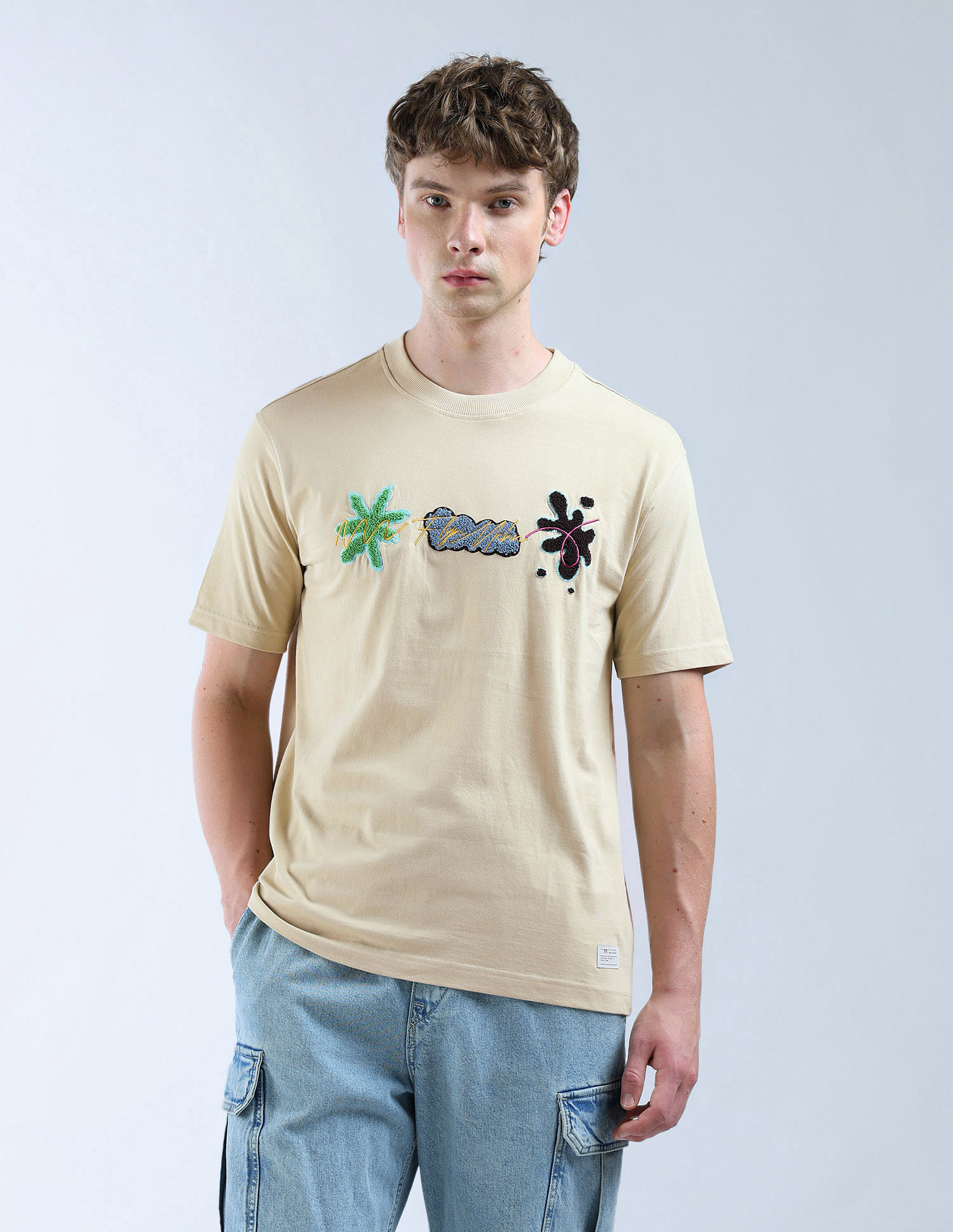 Flying Machine Aplliqued Pattern Color Of Home T-Shirt