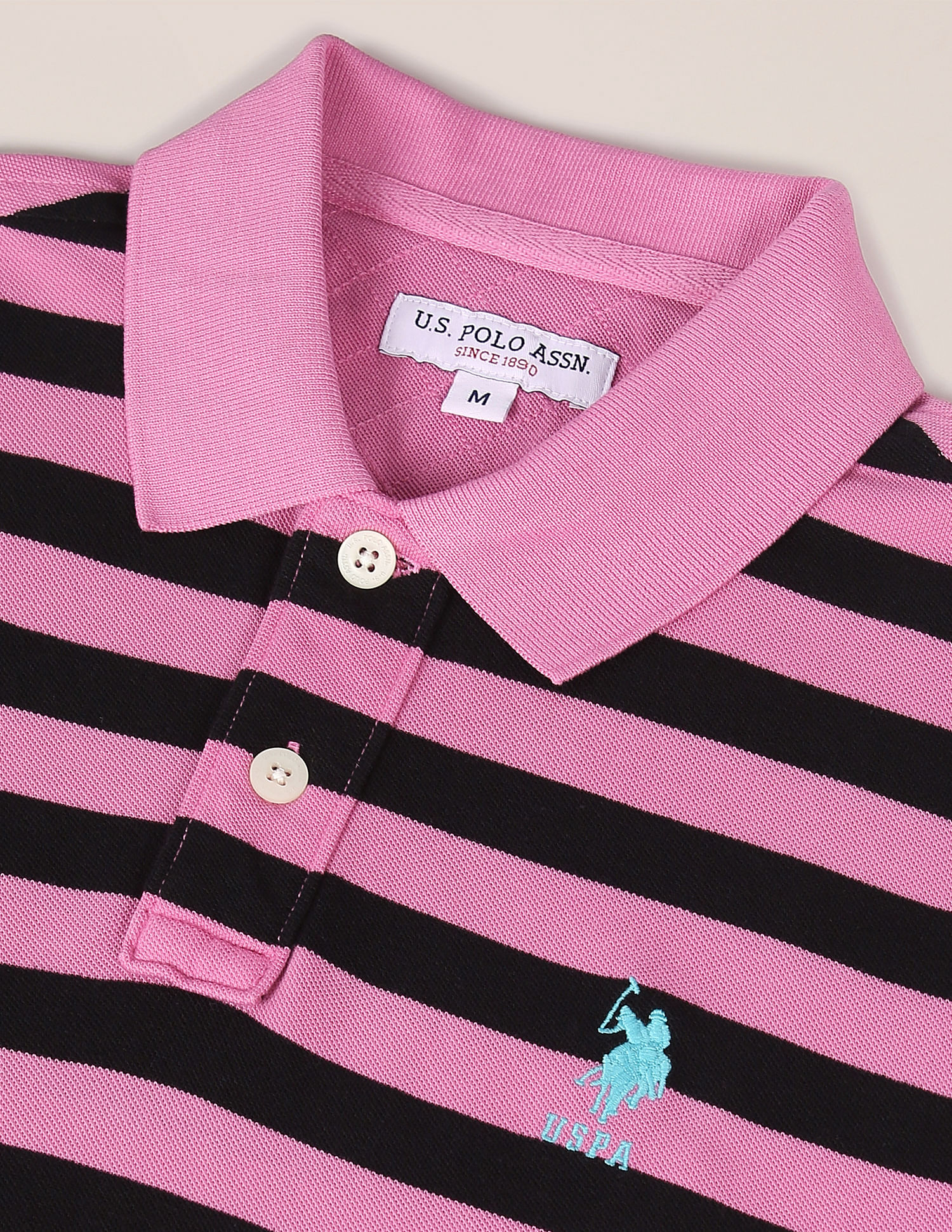 U.S. Polo Assn. Ribbed Collar Striped Polo Shirt