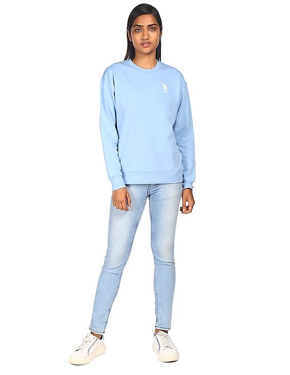 U.S. Polo Assn. Women Crew Neck Solid Sweatshirt