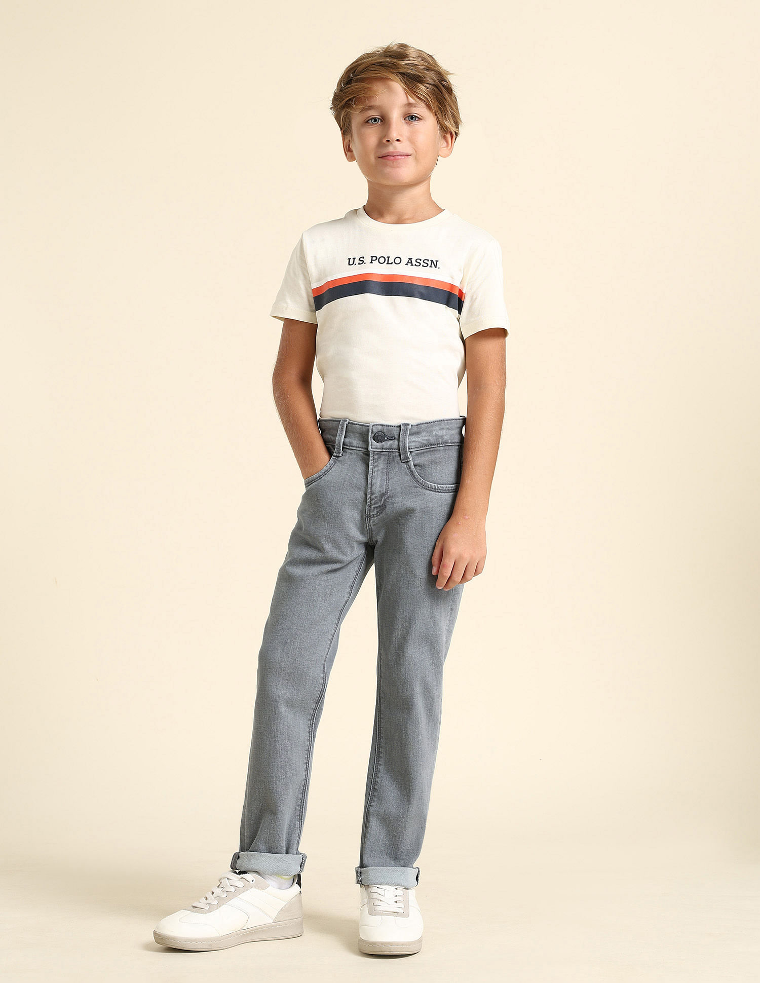U.S. Polo Assn. Kids Boys Relaxed Fit Grey Jeans
