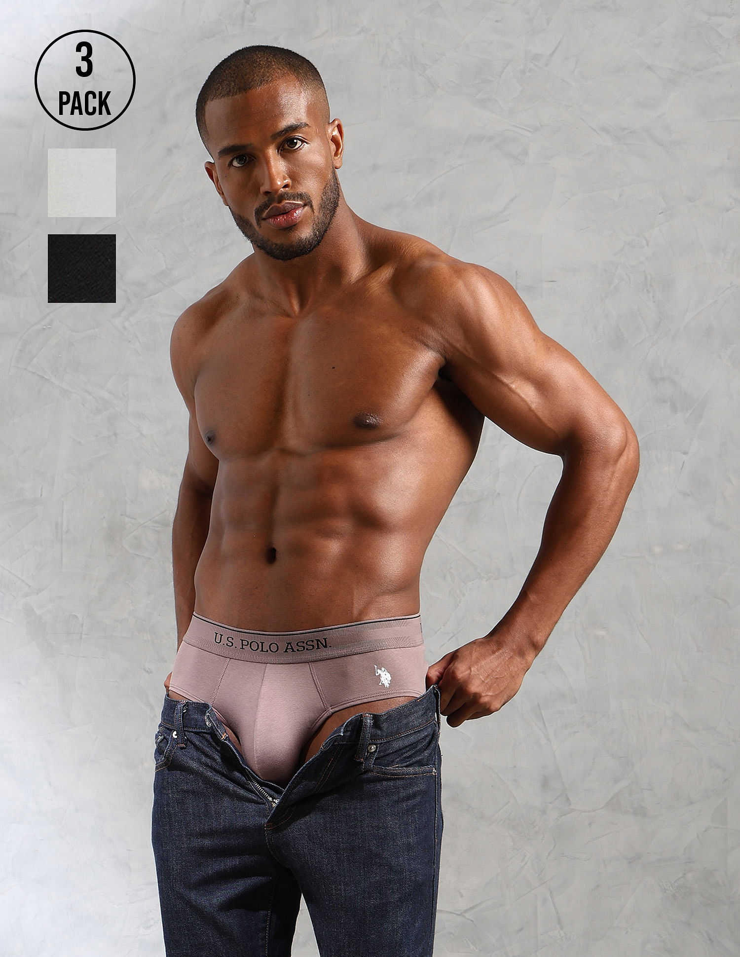 U.S. Polo Assn. Solid Low Rise OEB15 Briefs - Pack Of 3
