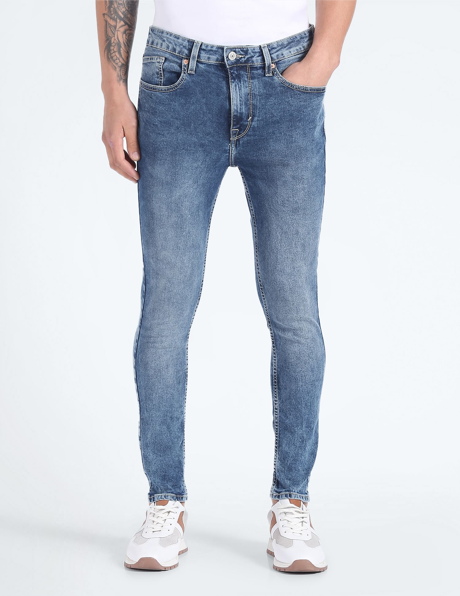 Flying Machine Morrison Skinny Cropped Acid Wash Jeans
