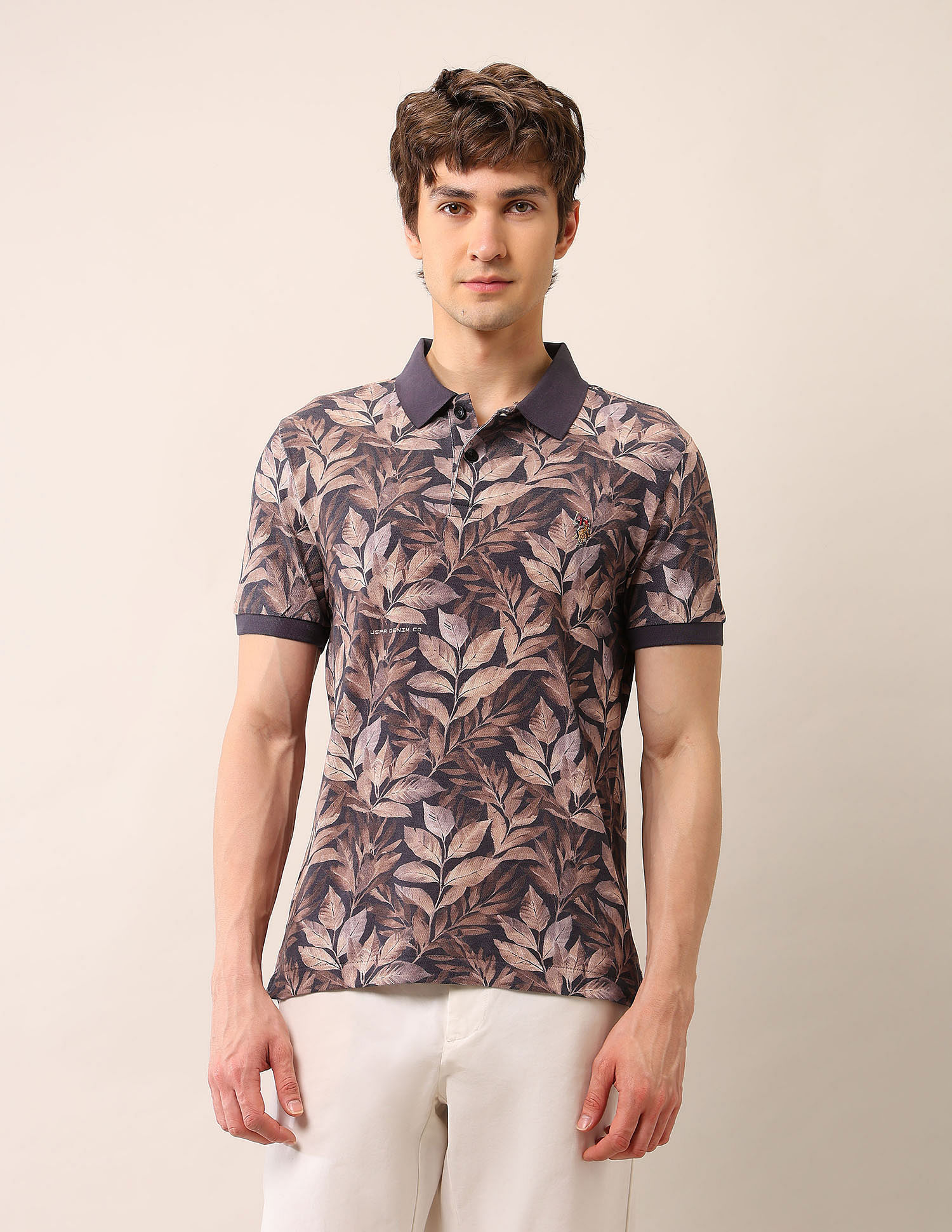 U.S. Polo Assn. Denim Co. Tropical Printed Pure Cotton Polo Shirt
