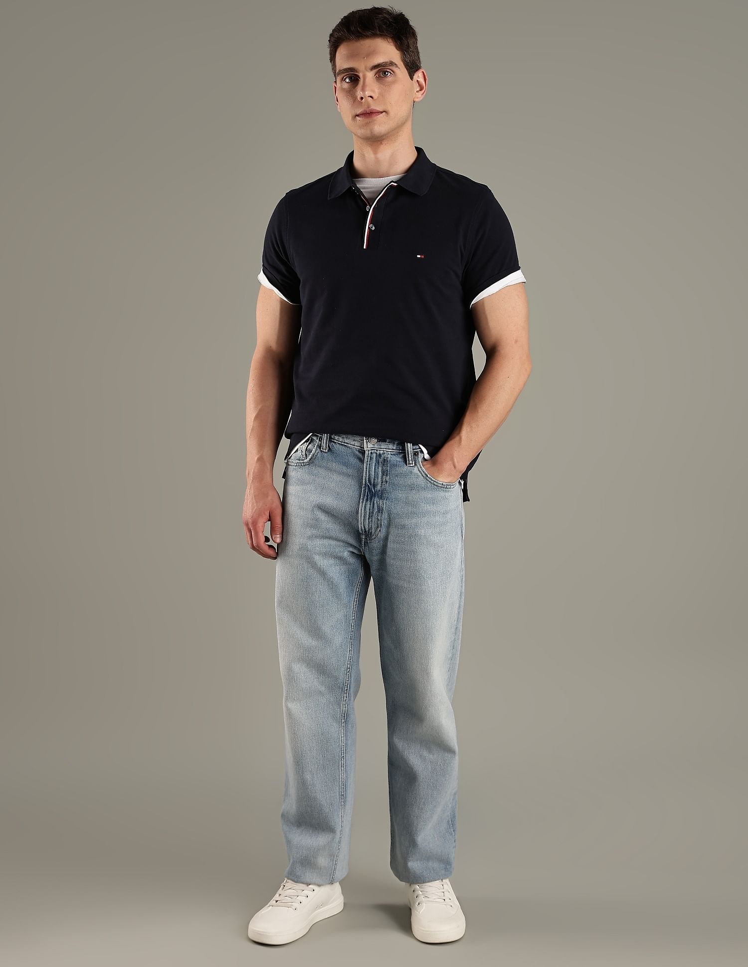 Tommy Hilfiger Solid Regular-Fit Cotton Polo T-Shirt
