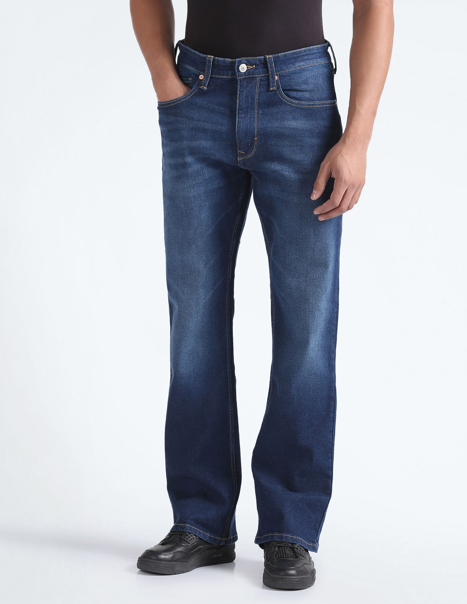 Flying Machine Mid Rise Bruce Relaxed Bootcut Fit Jeans