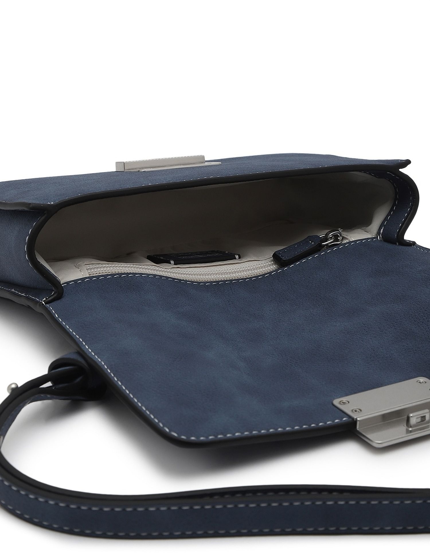 Tommy Hilfiger Solid Blue Pu Shoulder Bag