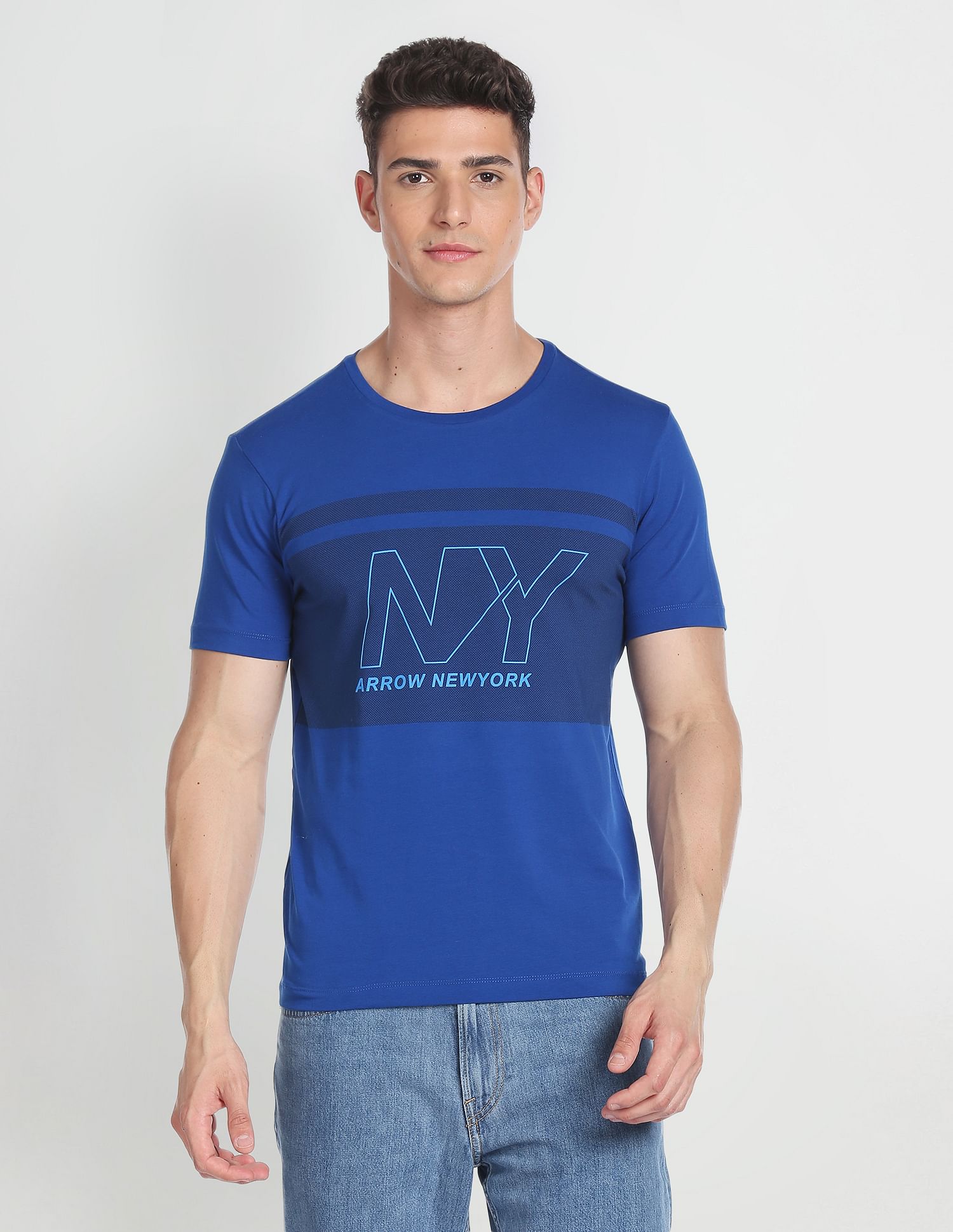 Arrow Newyork Colour Block Printed T-Shirt