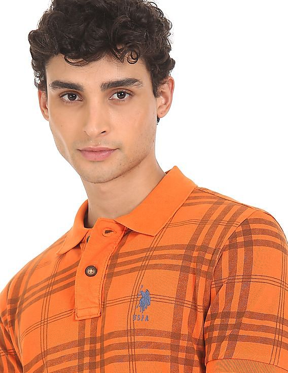 U.S. Polo Assn. Denim Co. Check Cotton Pique Polo Shirt