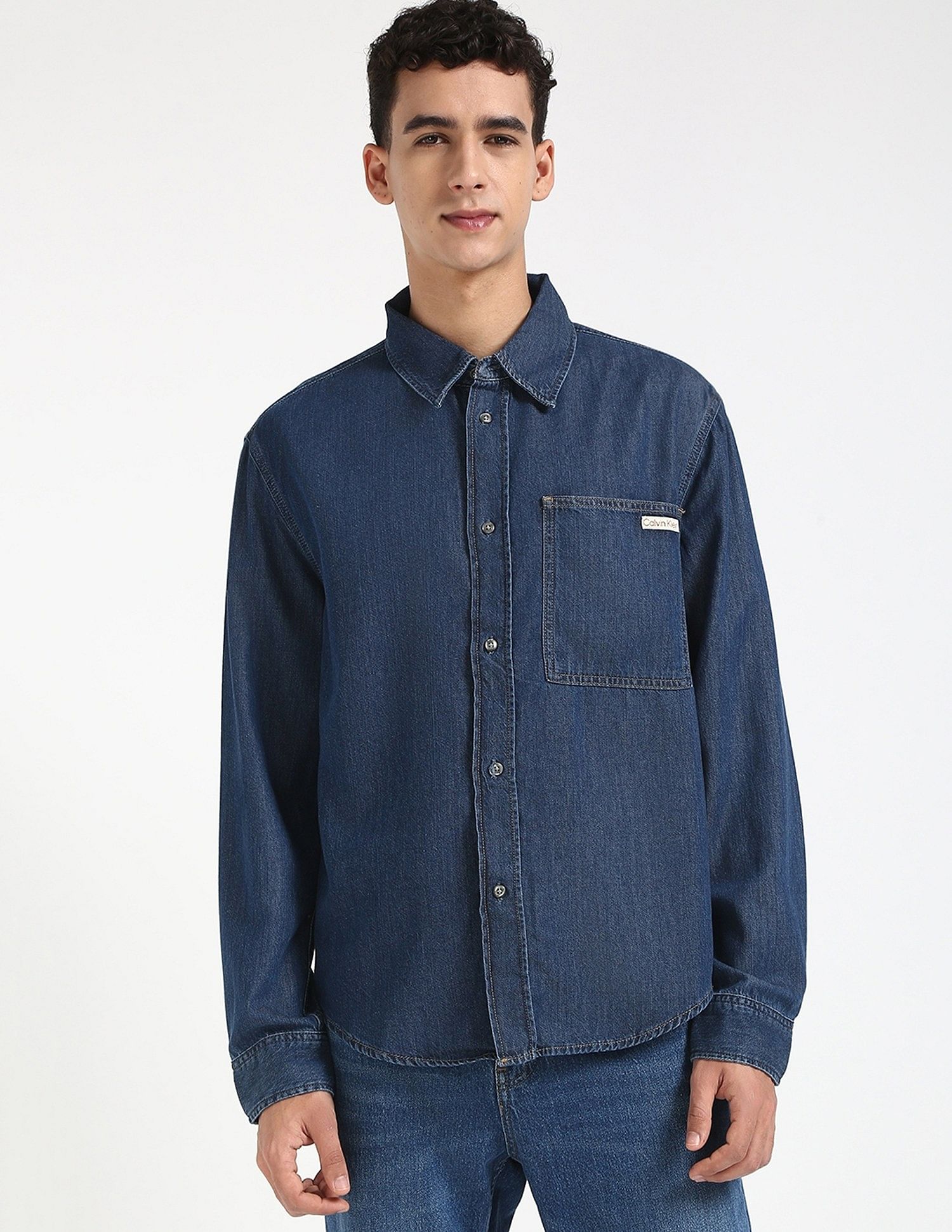 Calvin Klein Jeans Solid Regular-Fit Denim Shirt