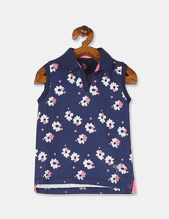 U.S. Polo Assn. Kids Floral Print Sleeveless Polo Shirt
