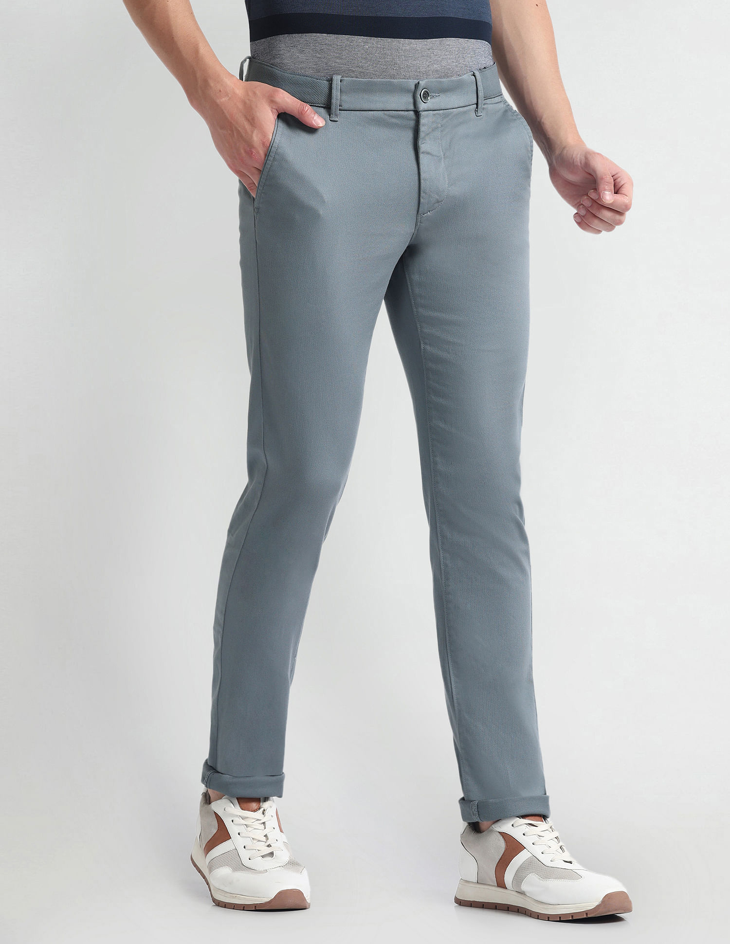 Arrow Sports Solid Dobby Trousers