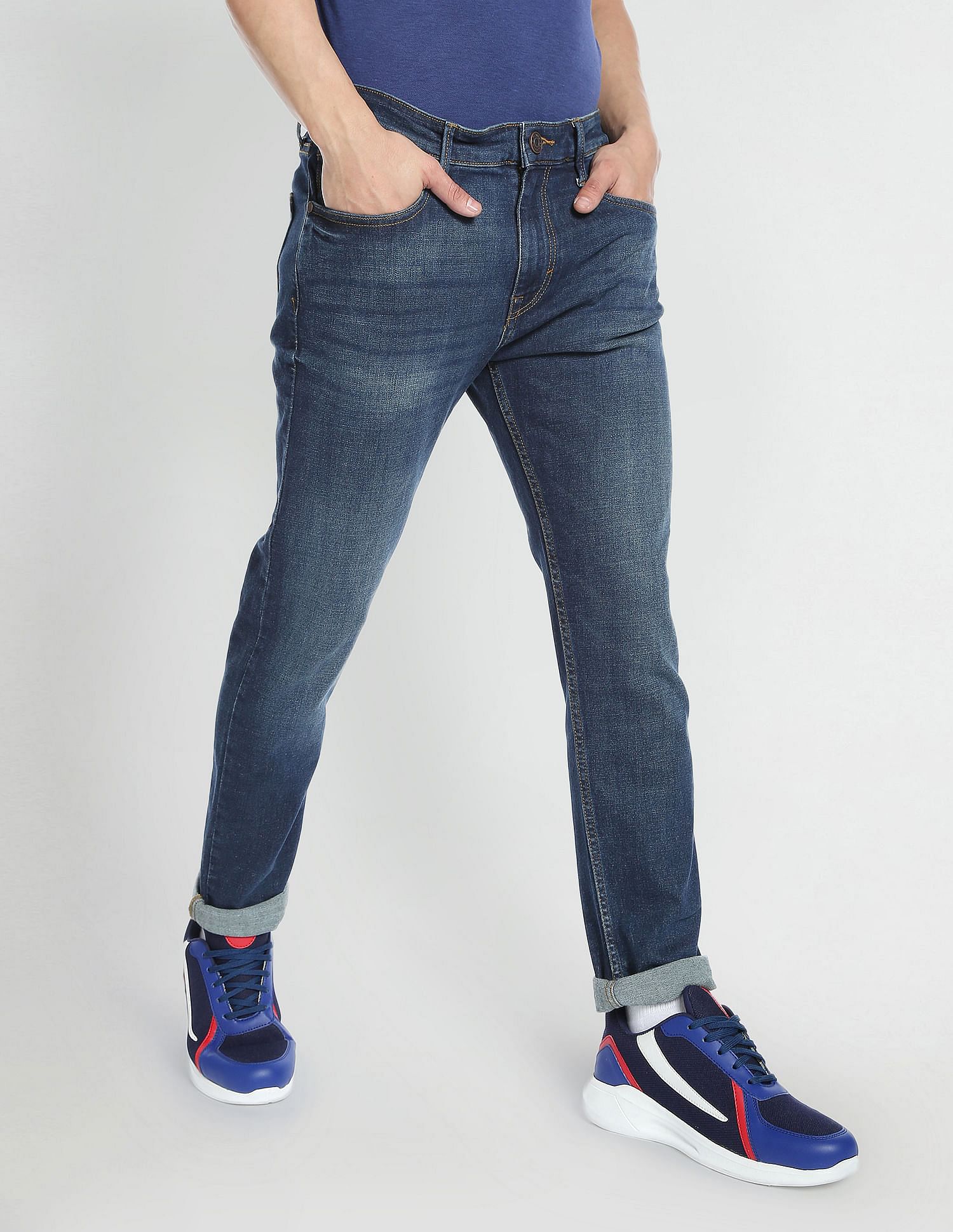 Flying Machine Slash Slim Tapered Fit Stone Wash Jeans