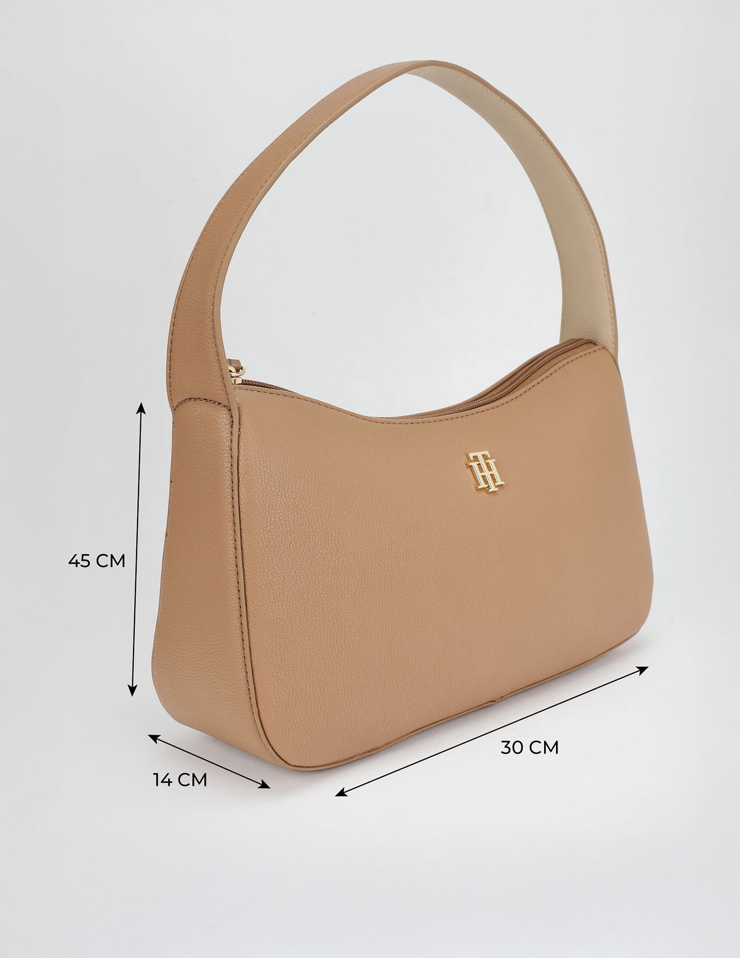 Tommy Hilfiger Solid Beige Pu Hand Bag