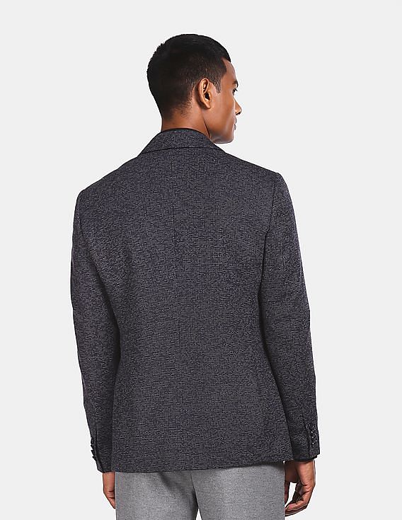 U.S. Polo Assn. Men Navy Slim Fit Patterned Casual Blazer