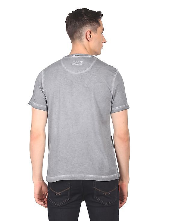 U.S. Polo Assn. Denim Co. Men Grey Cotton Faded Graphic Print T-Shirt