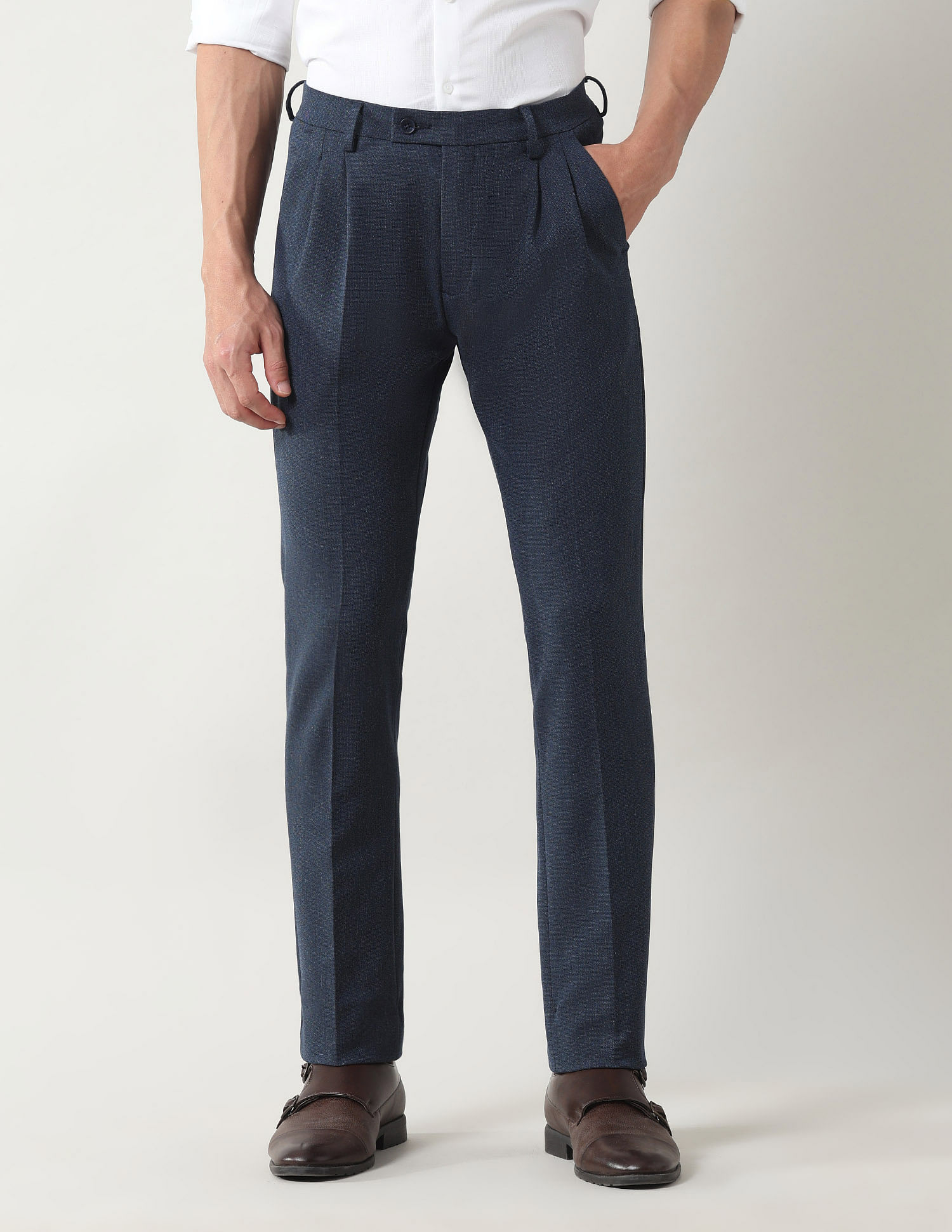 Arrow Slim Fit Solid Trousers