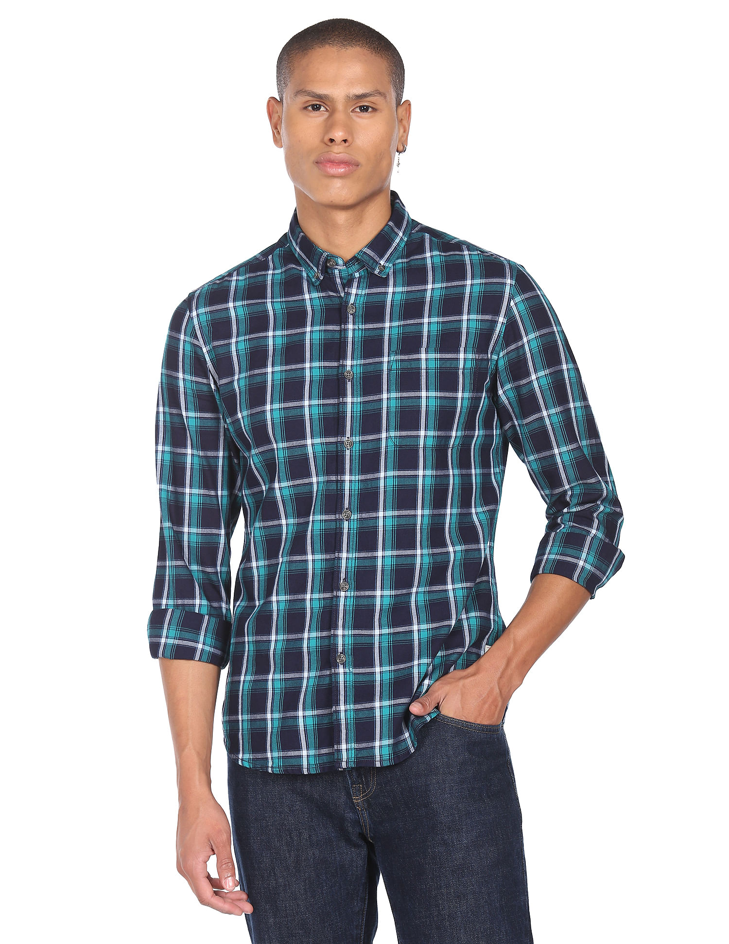 Flying Machine Plaid Check Cotton Shirt