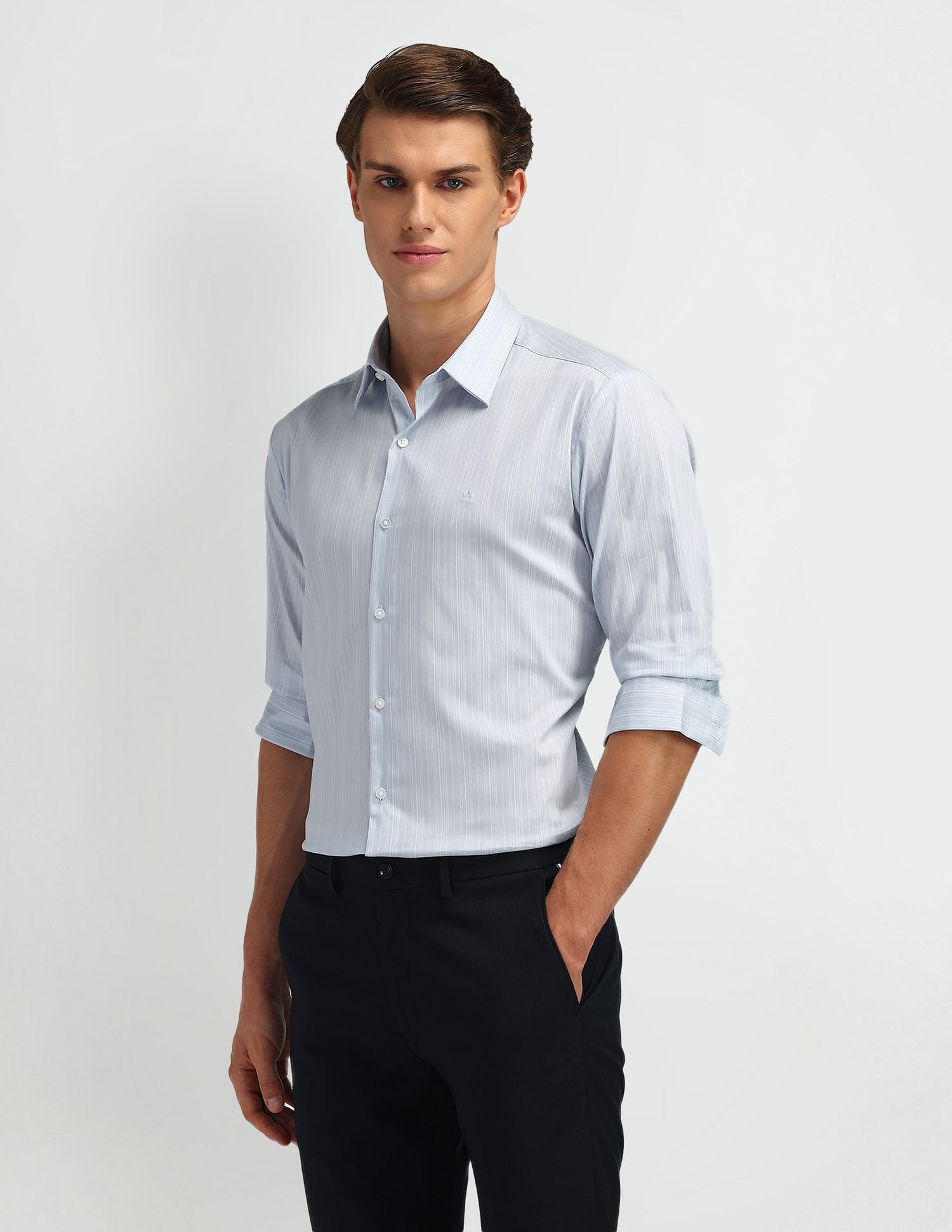 Arrow Newyork Pinstriped Slim Fit Shirt