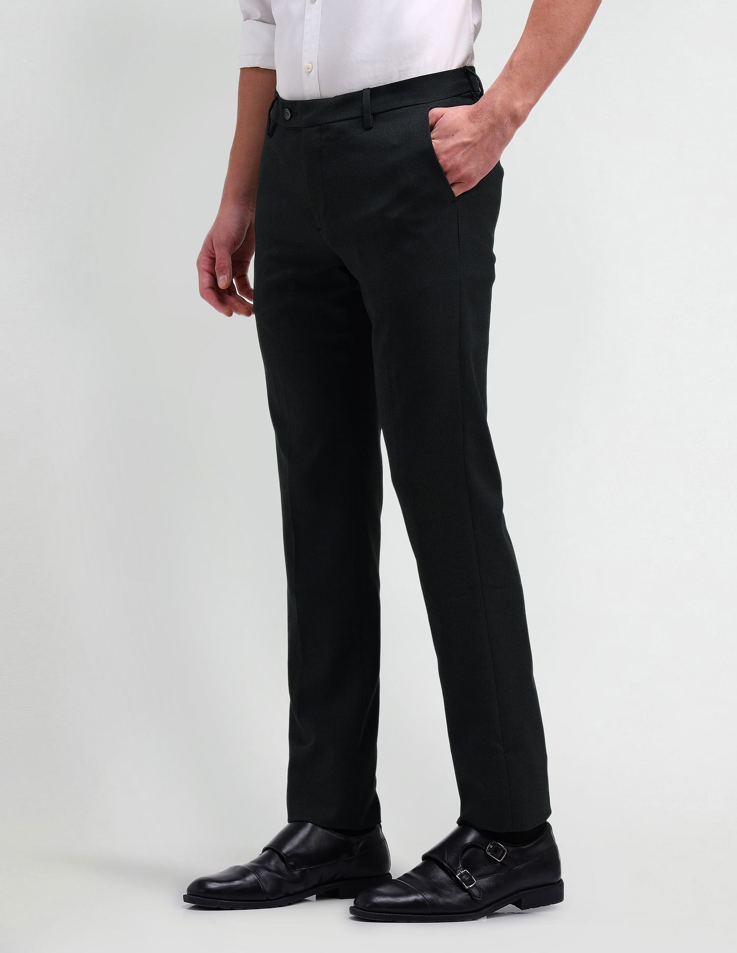 Arrow Denver Slim Fit Solid Trousers