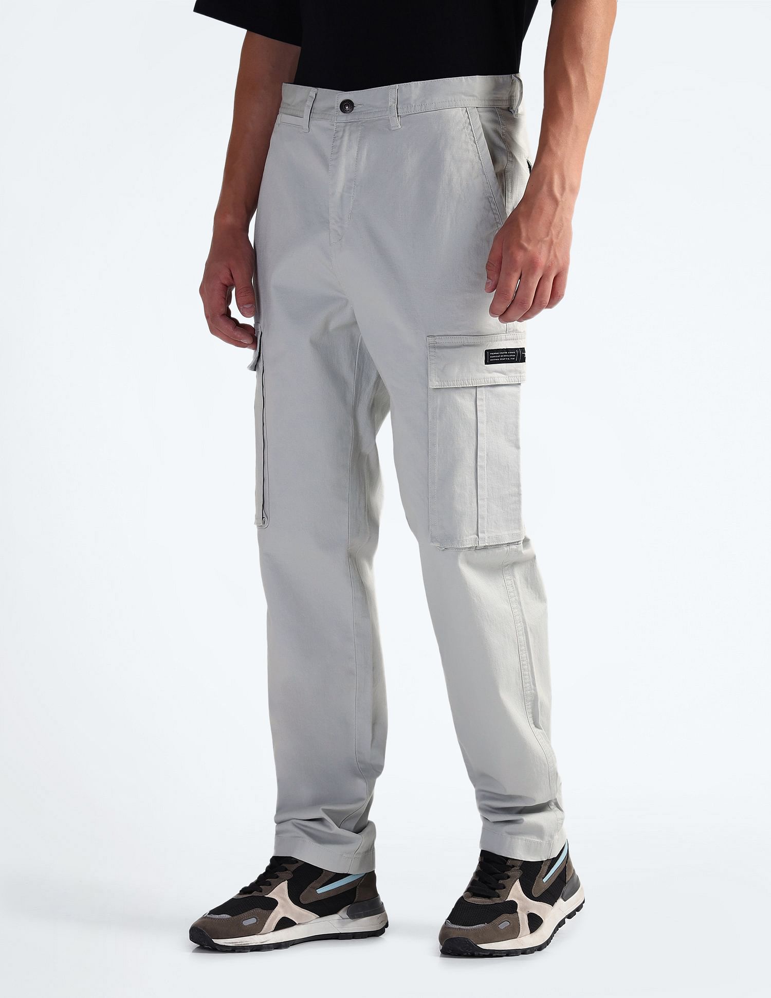 Flying Machine Solid Twill Cargo Pants