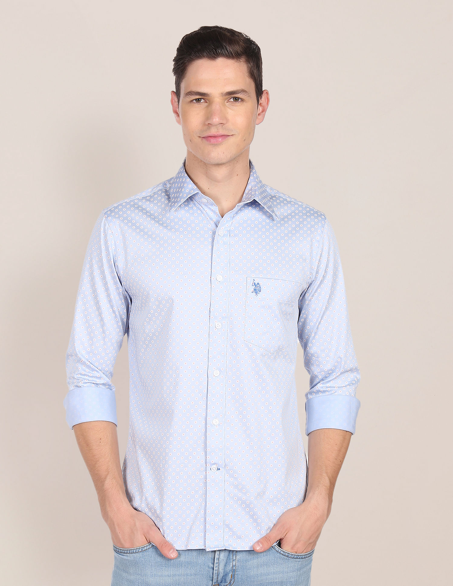 U.S. Polo Assn. Spread Collar All Over Print Casual Shirt