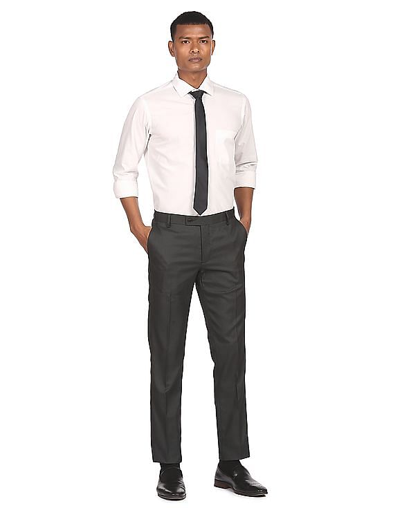 Arrow Regular Fit Patterned Formal Trousers