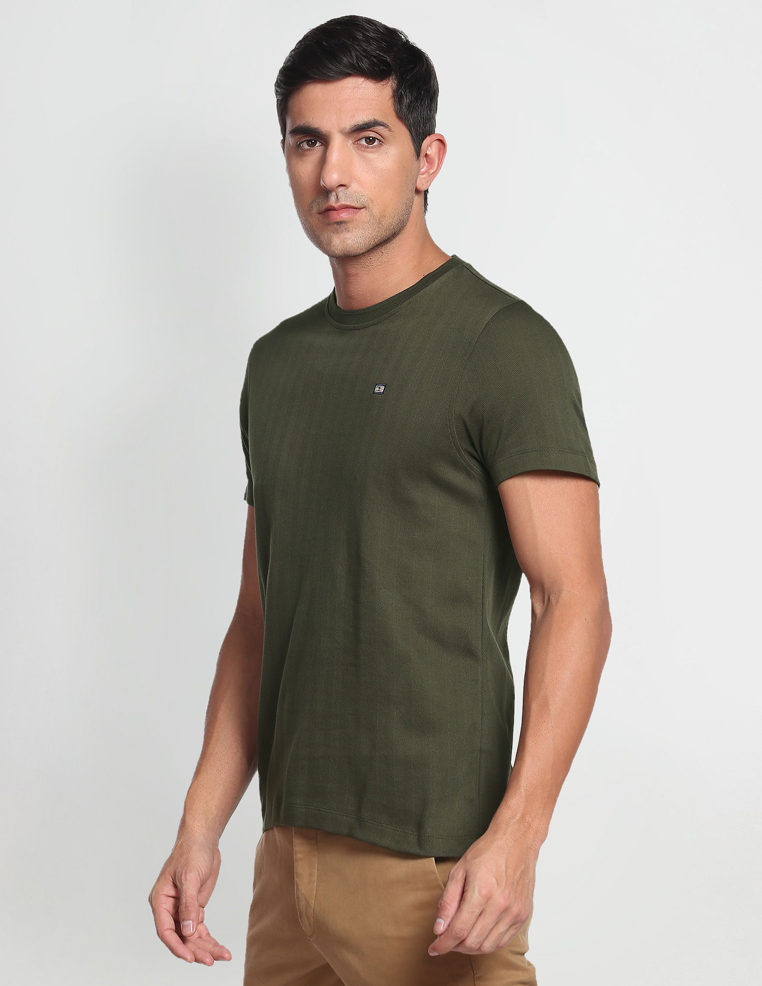 Arrow Sports Patterned Knit Mercerised Cotton T-Shirt