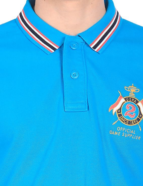 U.S. Polo Assn. Striped Collar Pique Polo Shirt