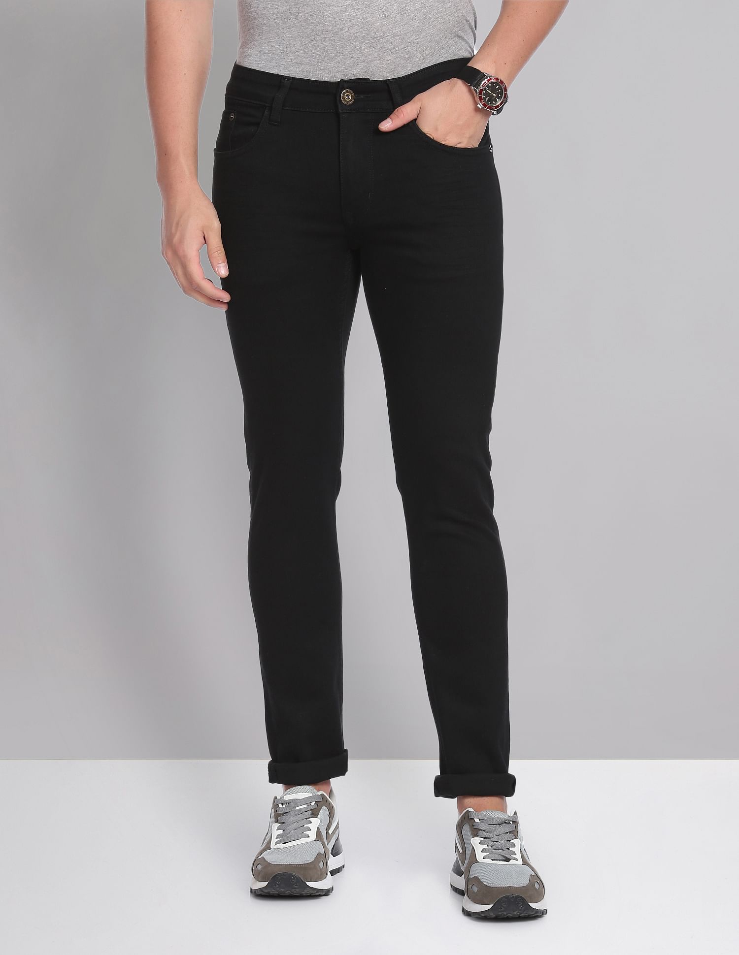 AD by Arvind Slim Fit Twill All Day Jeans