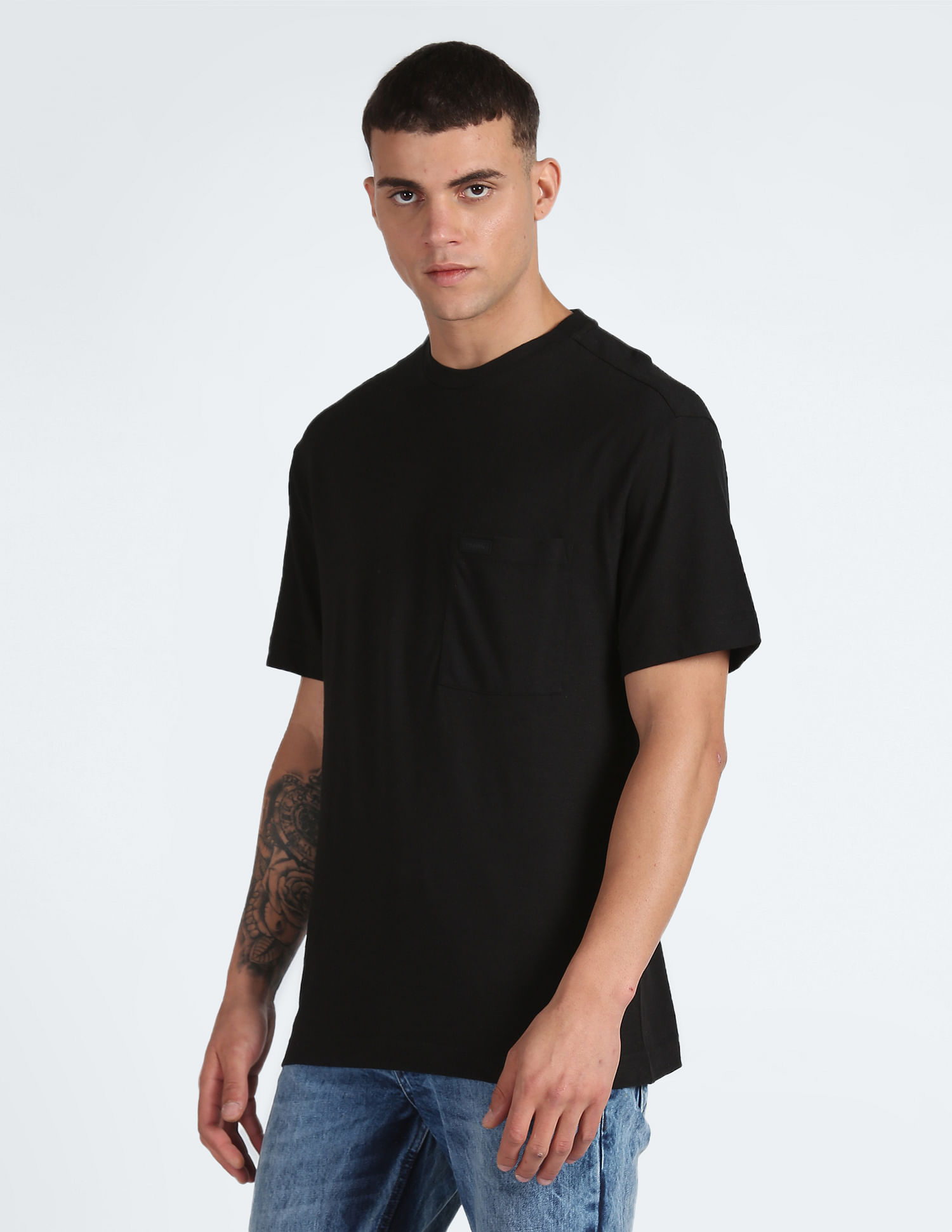 Calvin Klein Cotton Linen Patch Pocket T-Shirt