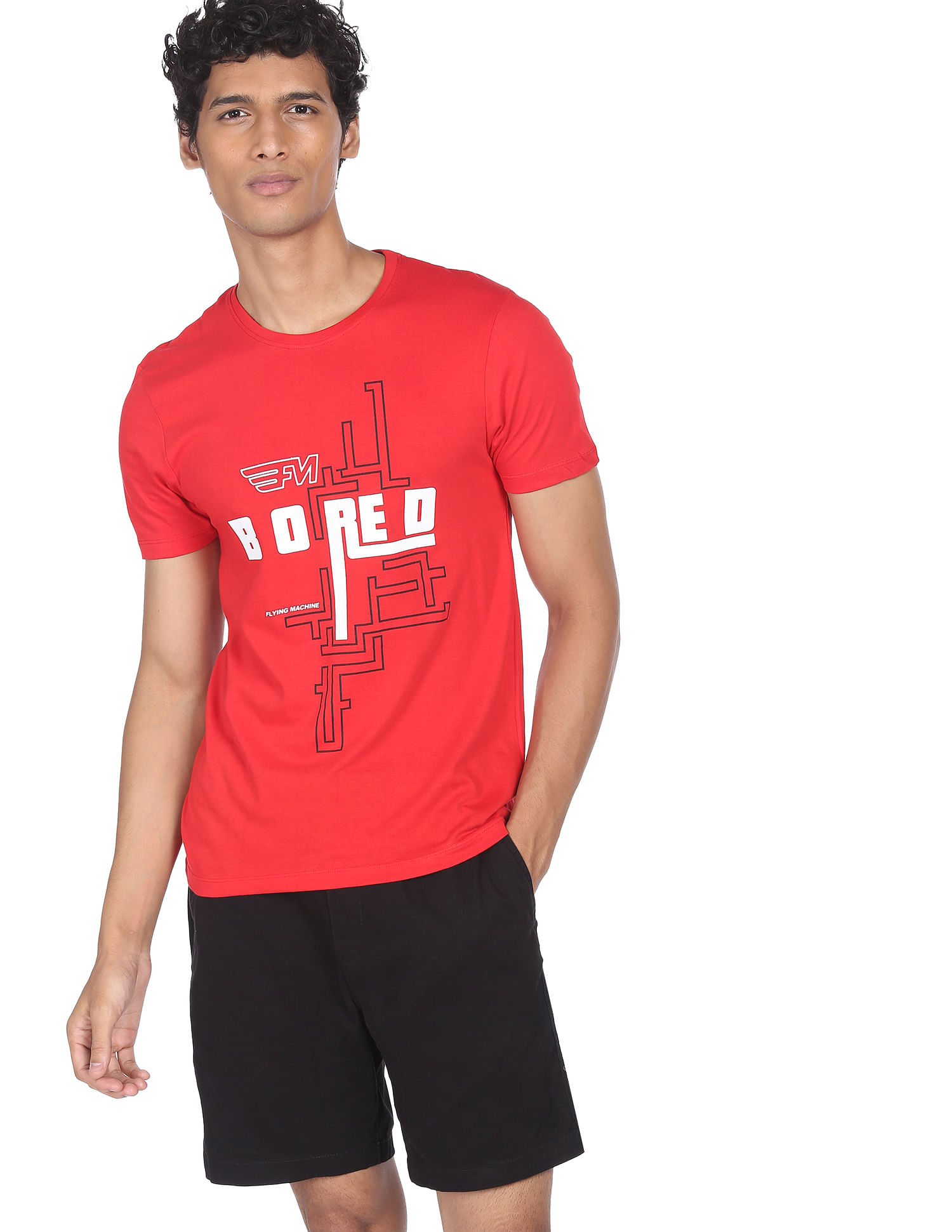Flying Machine Pure Cotton Graphic Print T-Shirt